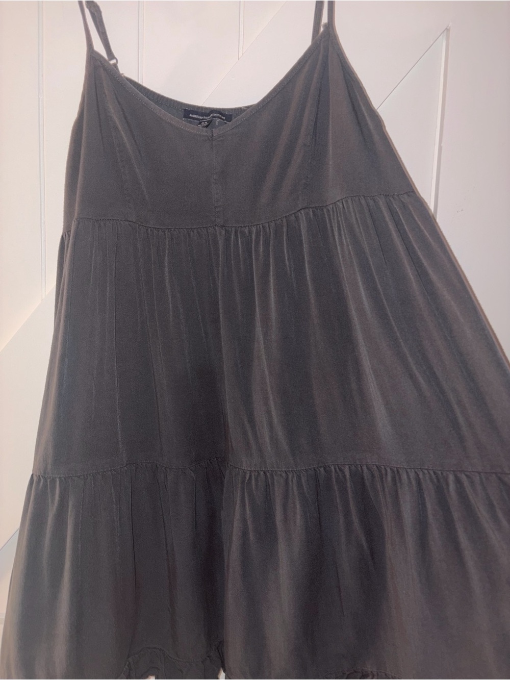 American Eagle Outfitters Gray Tiered Babydoll Cami Dress Medium - Picture 8 of 8